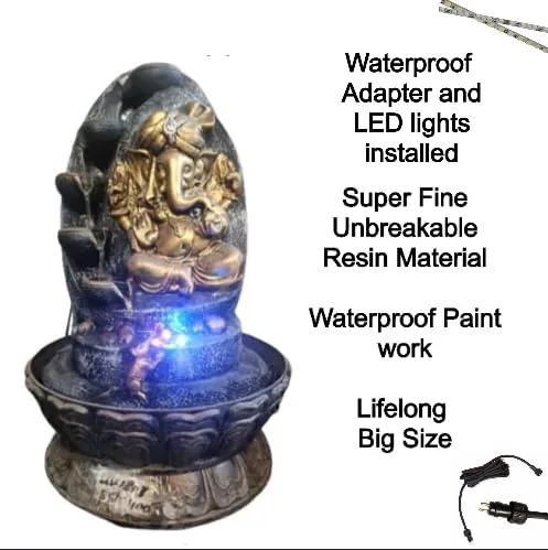 Sangam Homes Ganesh Water Fountain for Home Decor Indoor & Outdoor (15inch x 8inch).