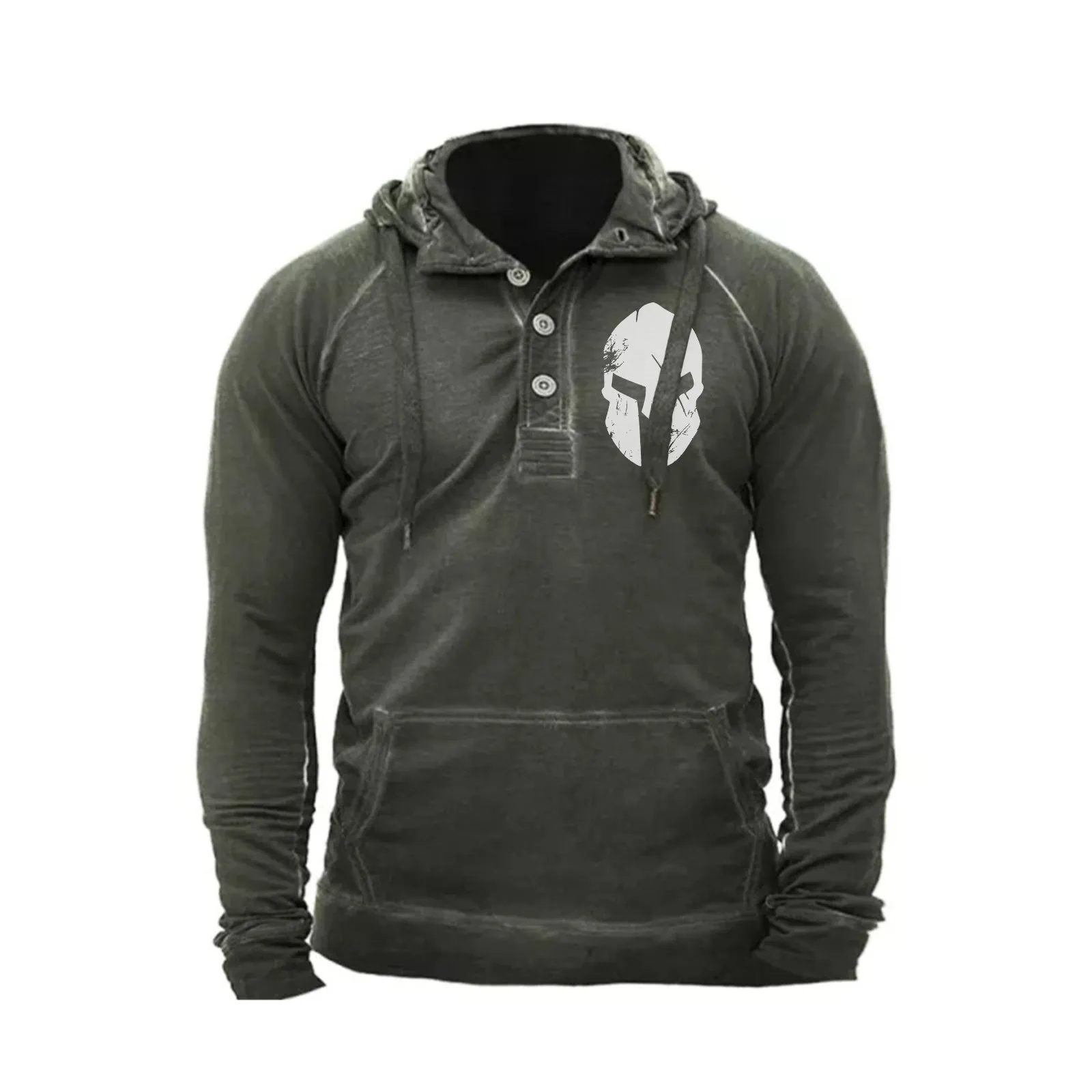 SPARTAN BUTTON RAGLAN GRAPHIC POCKET HOODIE