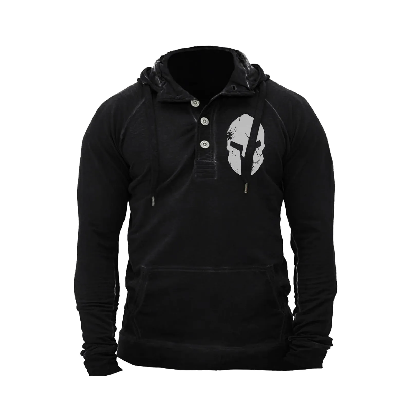 SPARTAN BUTTON RAGLAN GRAPHIC POCKET HOODIE