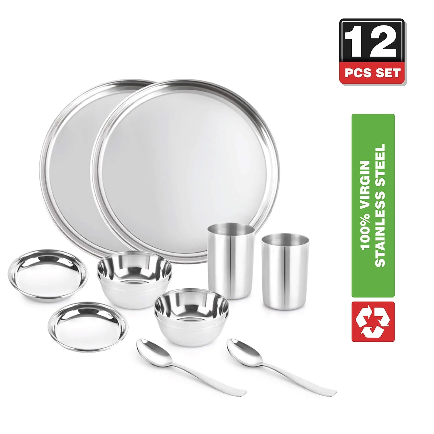 Steelox 12 Pieces Stainless Steel Dinner Set for Family of 2