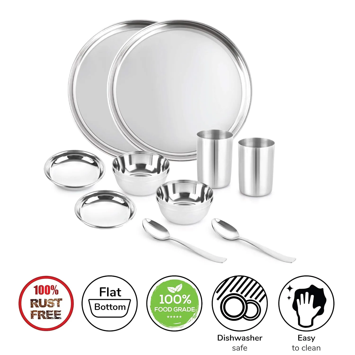 Steelox 12 Pieces Stainless Steel Dinner Set for Family of 2