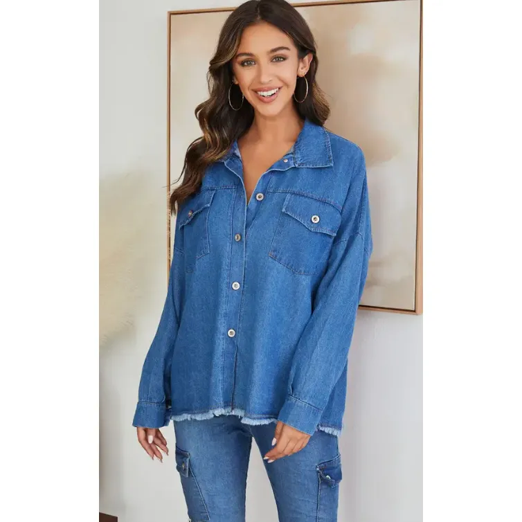 The Jenny Medium Wash Denim Shacket