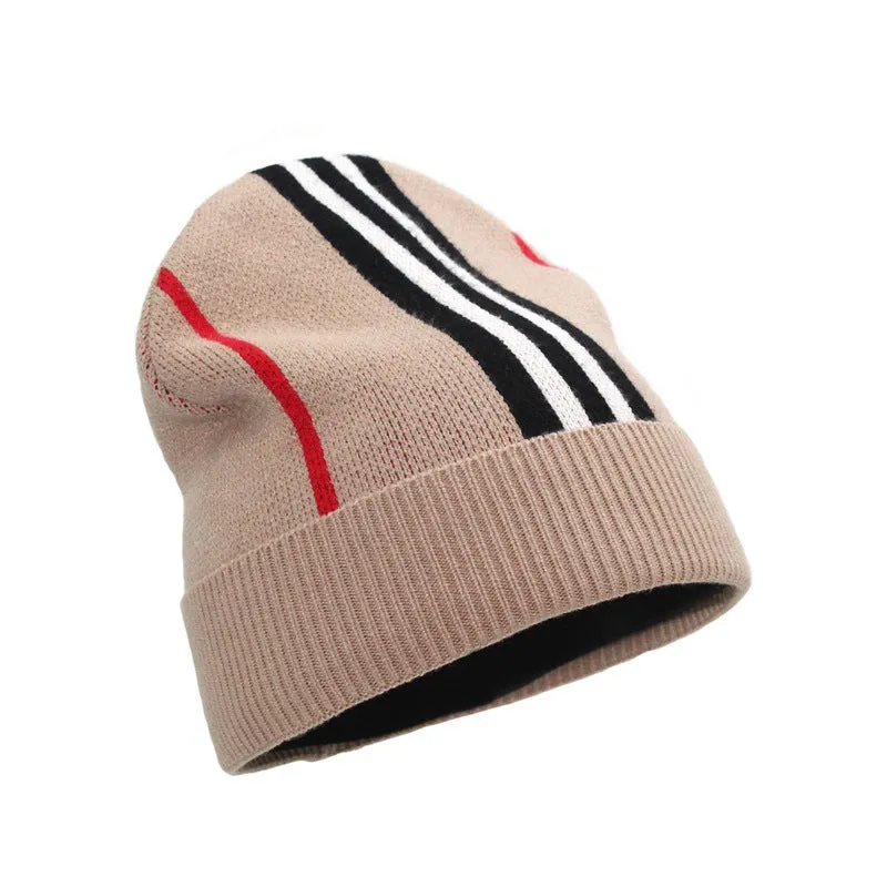 Winter Striped Fashion Letter Windproof Warm Knitted Hat