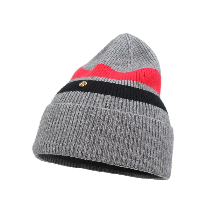 Winter Striped Fashion Letter Windproof Warm Knitted Hat