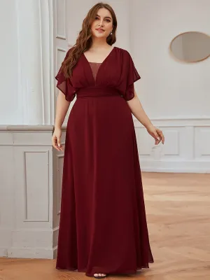 Women's A-Line Empire Waist Chiffon Plus Size Evening Party Dress