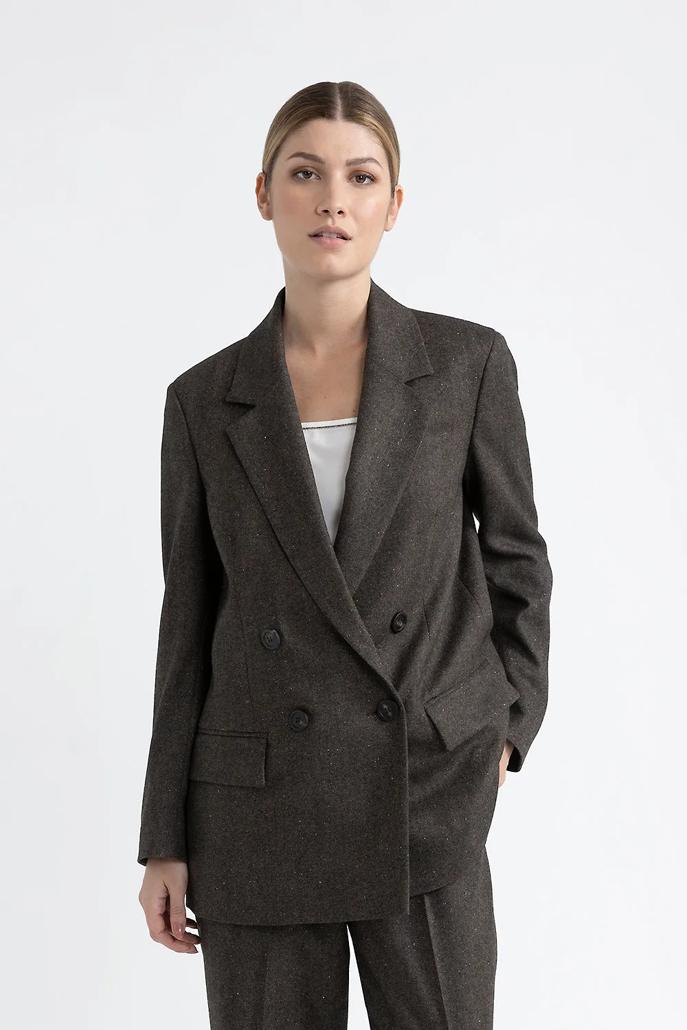 Wool, cashmere and silk double-breasted blazer