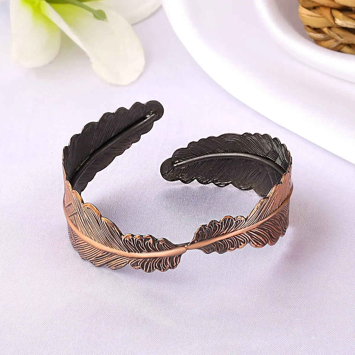 Yellow Chimes Bangles for Women and Girls Traditional Silver Oxidised Bangles for Girls | Copper Toned Leaf Designed Bangles | Birthday Gift For girls and women Anniversary Gift for Wife