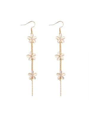 Yellow Chimes Earrings For Women Gold Tone Crystal Floral Designed Linear Chain Tassel Dangler Earrings For Women and Girls