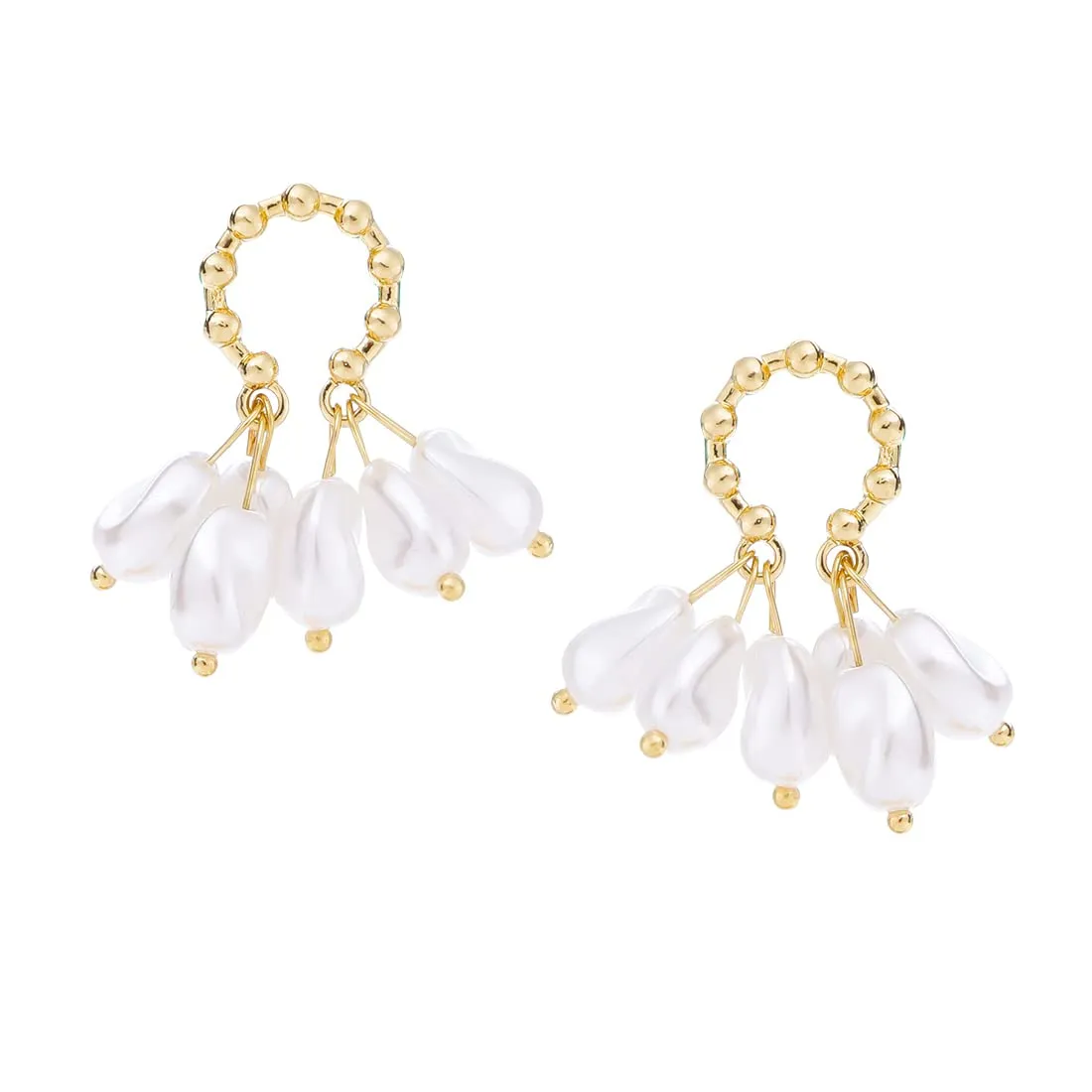 Yellow Chimes Earrings For Women Gold Tone Oval Shape Pearl Drop Earrings For Women and Girls