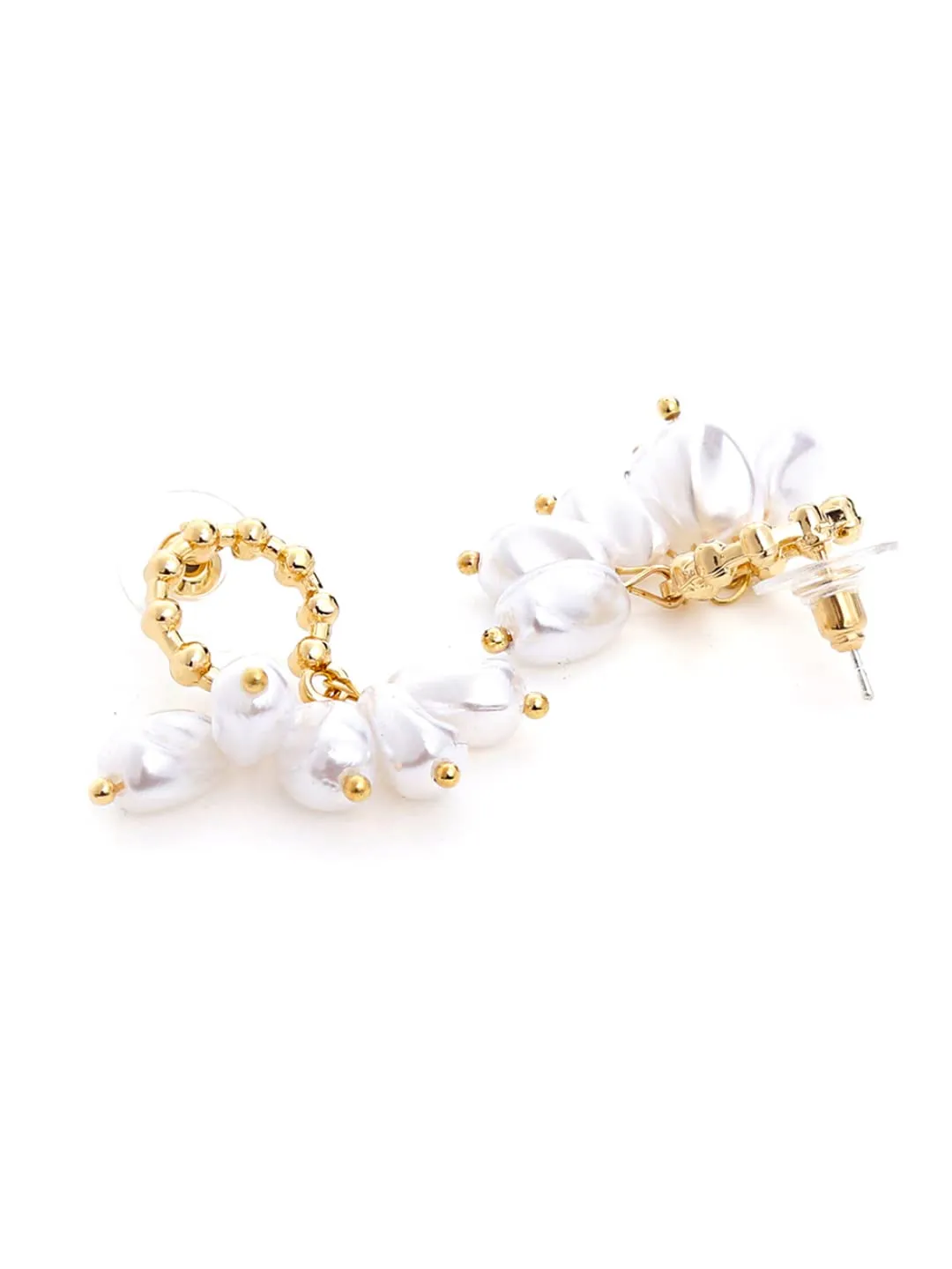 Yellow Chimes Earrings For Women Gold Tone Oval Shape Pearl Drop Earrings For Women and Girls