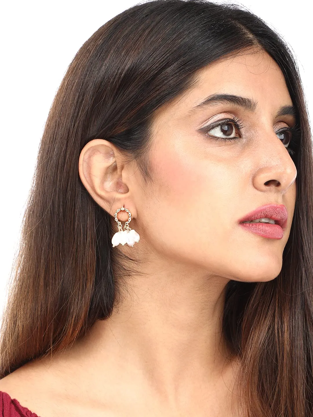 Yellow Chimes Earrings For Women Gold Tone Oval Shape Pearl Drop Earrings For Women and Girls