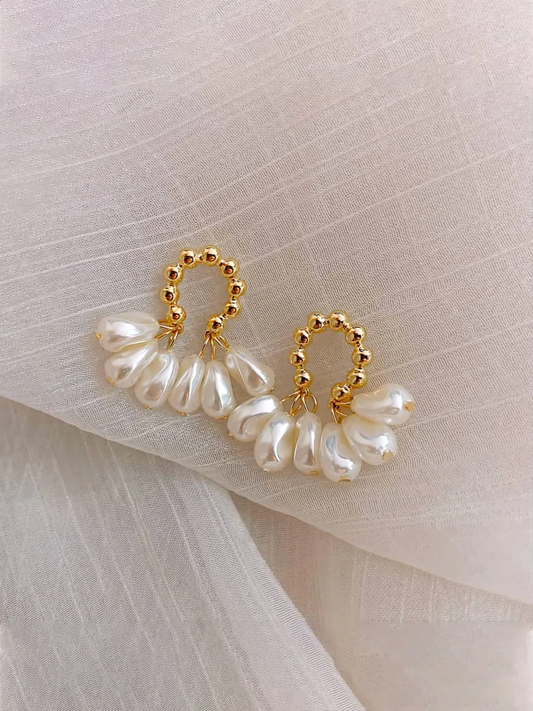 Yellow Chimes Earrings For Women Gold Tone Oval Shape Pearl Drop Earrings For Women and Girls