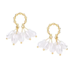 Yellow Chimes Earrings For Women Gold Tone Oval Shape Pearl Drop Earrings For Women and Girls