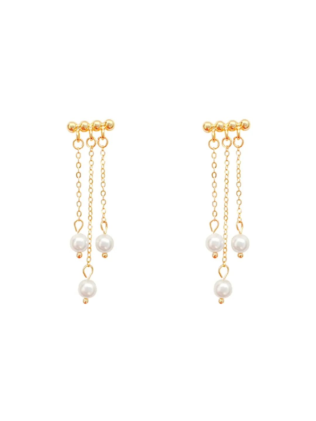 Yellow Chimes Earrings For Women Gold Tone Stud Pearl Hanging Back Drop Earrings For Women and Girls