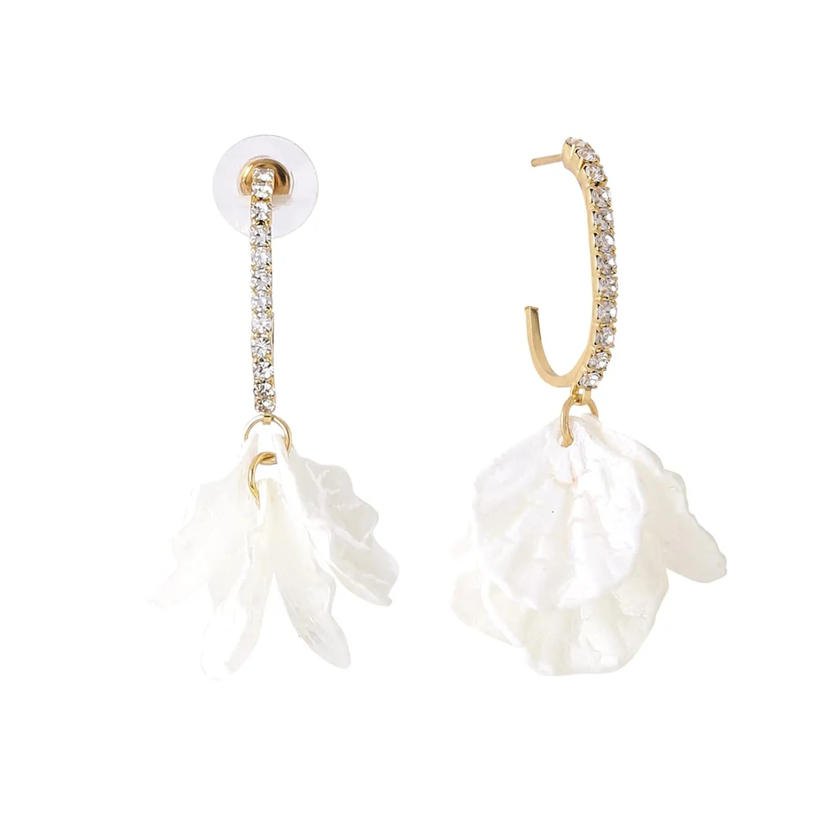 Yellow Chimes Earrings For Women White Color Hoop Leaflets Hanging Drop Earrings For Women and Girls