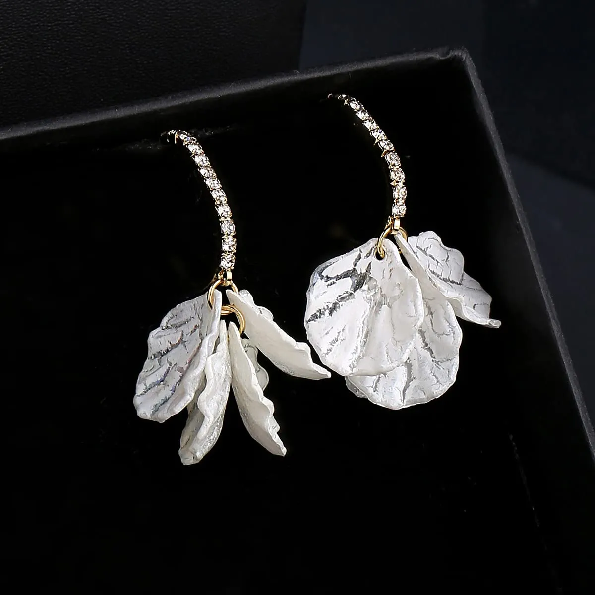 Yellow Chimes Earrings For Women White Color Hoop Leaflets Hanging Drop Earrings For Women and Girls